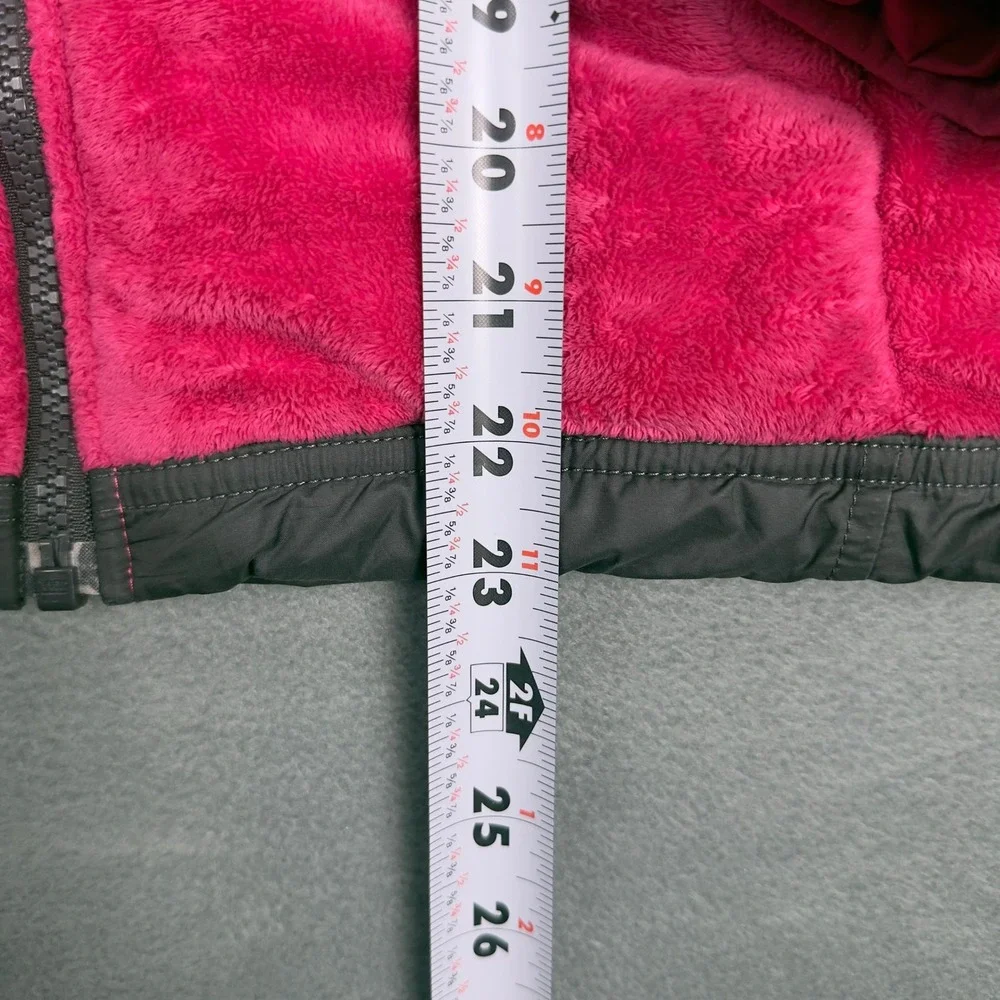 North Face Girls XL Pink Grey Hybrid Fleece Hooded Jacket fits Womens XS/S‎